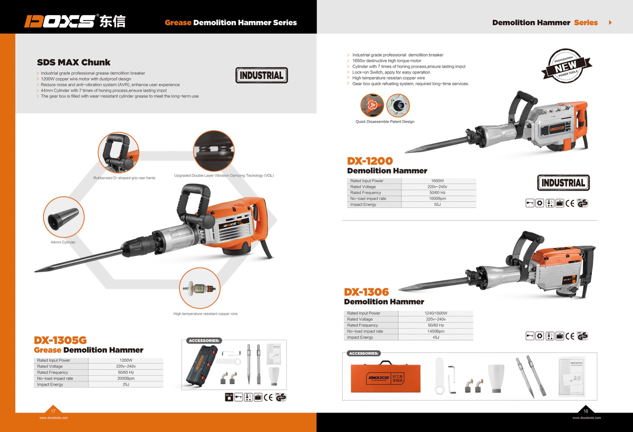 Demolition Hammer Series (DX-1305G / DX-1200 / DX-1306)