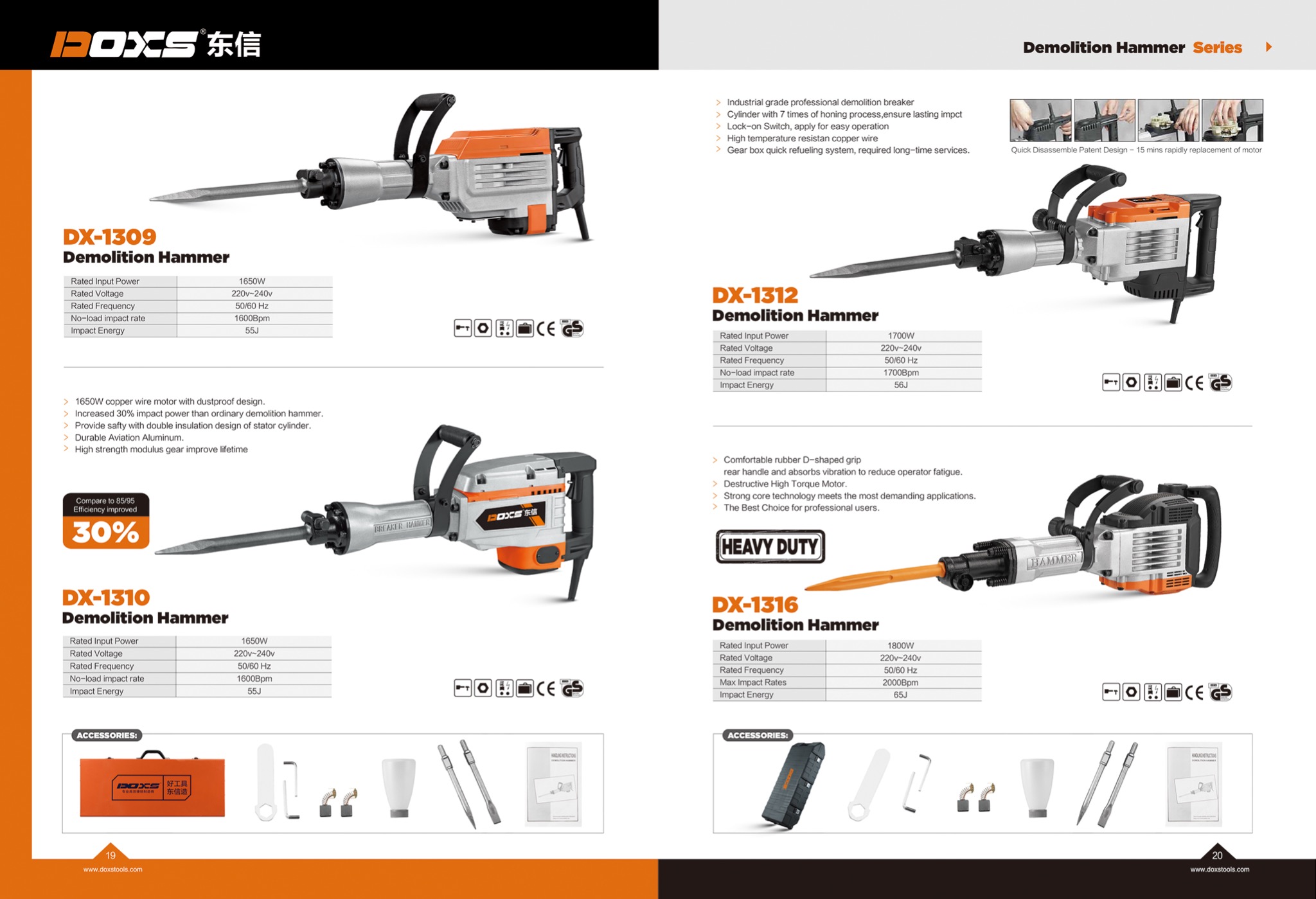 Demolition Hammer Series (DX-1309 / DX-1310 / DX-1312 / DX-1316)