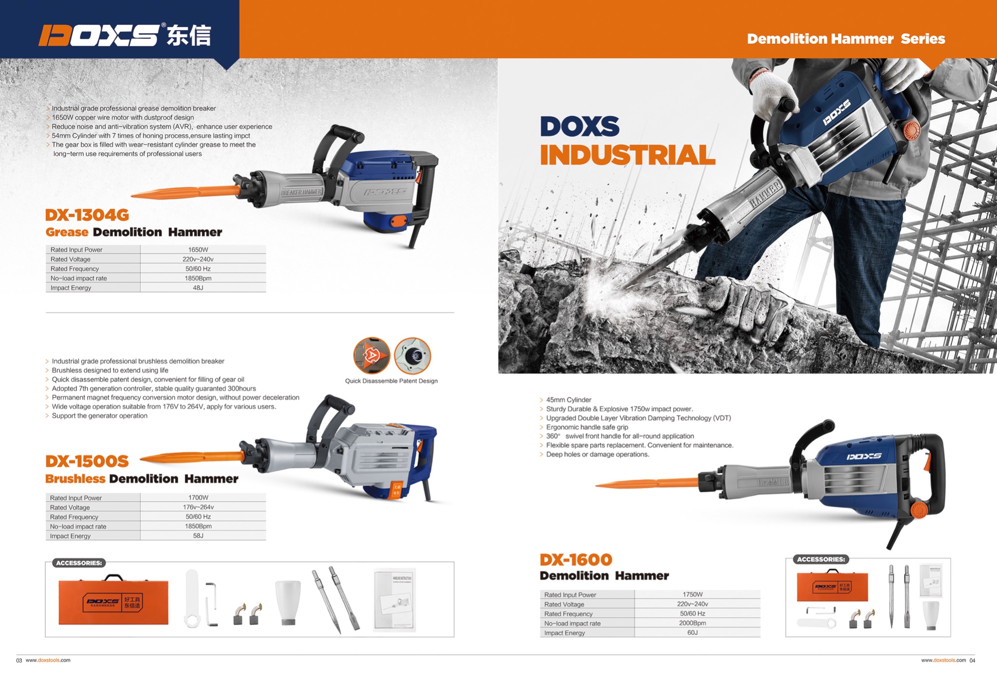 Demolition Hammer Series (DX-1304G / DX-1500S / DX-1600)